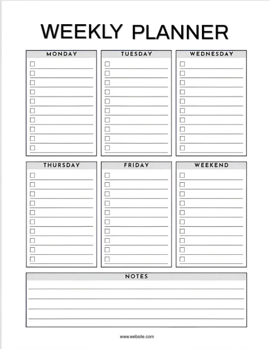 White List-based Weekly Planner Template  Flyer (us Letter)