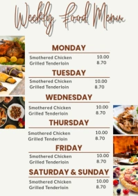 White List-based Weekly Restaurant Food Menu A2 template