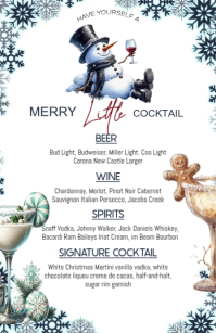 White List-based Winter Bar Menu Card Half Page Wide template