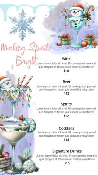 White List-based Winter Bar Menu Digital Display (9:16) template