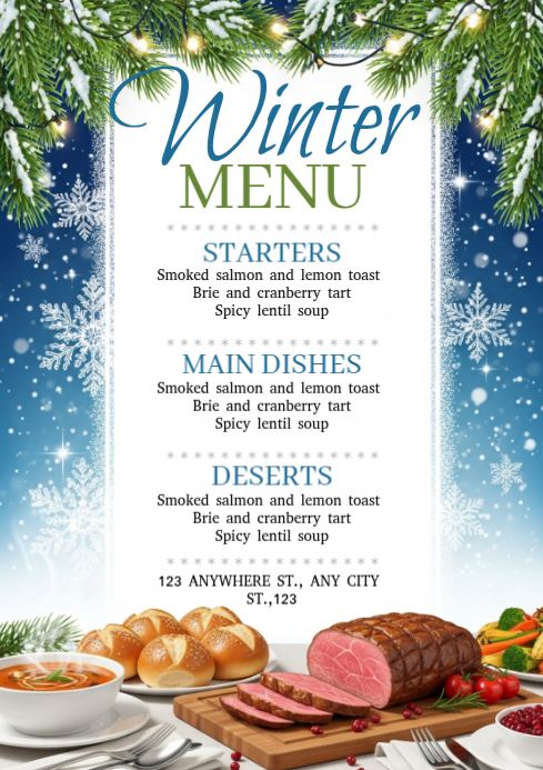 White List-based Winter Menu A4 template