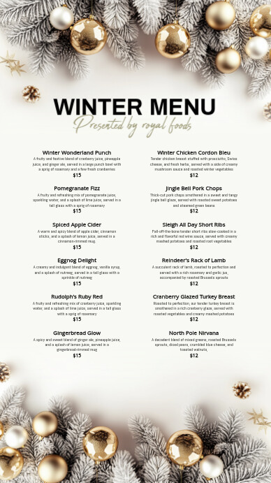 Winter Menu Pattern Copy of White List-based Winter Menu Instagram Story | PosterMyWall