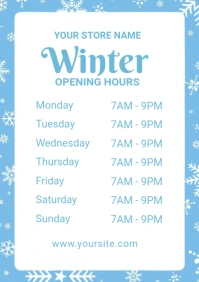 White List-based Winter Opening Hours A4 template