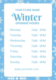 White List-based Winter Opening Hours A4 template