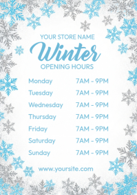 White List-based Winter Opening Hours A4 template