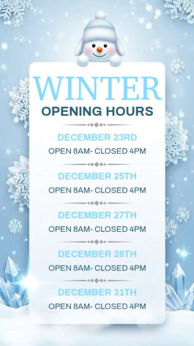 White List-based Winter Opening Hours Invitation Instagram Story template