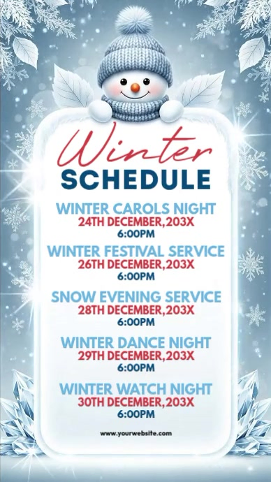 White List-based Winter Opening Hours Invitation Instagram Story Instagram-verhaal template