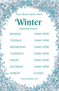White List-based Winter Opening Hours  Tabloid template