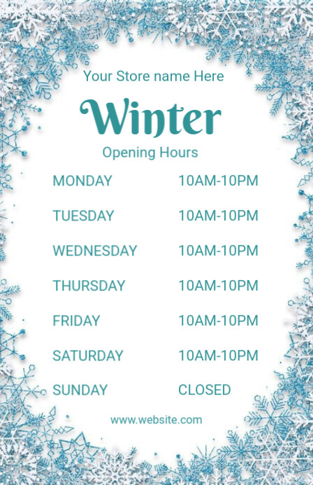White List-based Winter Opening Hours Tabloid template