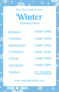White List-based Winter Opening Hours Tabloid template