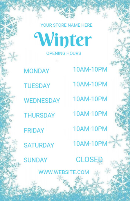 White List-based Winter Opening Hours  Tabloid template