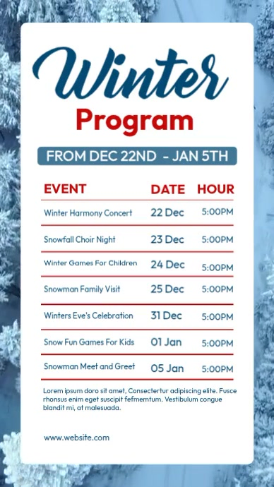 White List-based Winter Schedule  Instagram Story Instagram-verhaal template