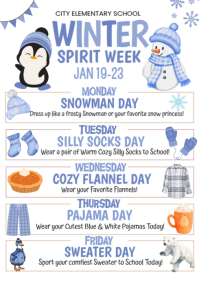 White List-based Winter Spirit Week  A4 template