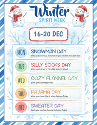 Белый Winter Spirit Week Flyer Template