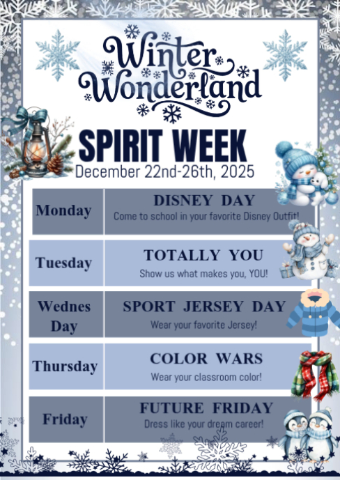 White List-based Winter Wonderland Spirit Week A6 template