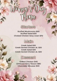 White List-based women's day Menu Flyer  A5 template