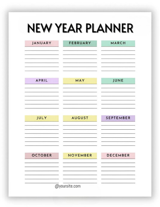 White List-based Yearly Planner Template  Flyer (us Letter) 传单(美国信函)