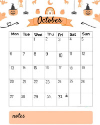 Hvid October Calendar Instagram Portrait Template