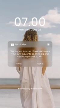 White Lock Screen Reminder Quote Notification 数字显示屏 (9:16) template
