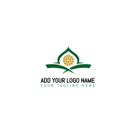 White Logo Design Logo/Reliogious/mosque/professional/elegant/stylish/green/gold/traditional/islamic template