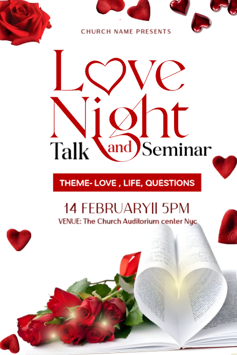 Plantilla de White Love Night Talk and Seminar Pinterest Graphic ...