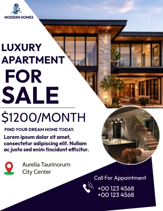 Plantilla de White Luxury Apartment Sale Flyer | PosterMyWall
