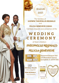 White Luxury Gold Wedding Invitation Card With Photo | Elegant Customizable Wedding Invite Template A4