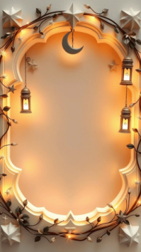 Cokelat Decorative Frame with Lanterns Digitalt display Template