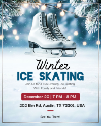 White Magical Winter Ice Skating Party & Event Flyer Instagram Portrait template