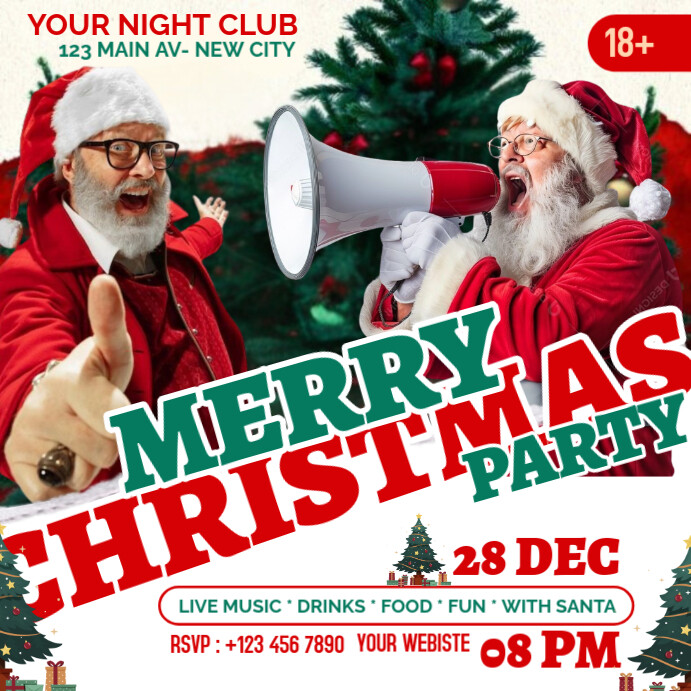 White Maksimalis Christmas Party Pos Instagram template