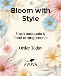白色 Floral Arrangements Instagram Portrait Template