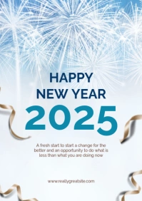 White Maksimalis Happy New Year A3 template