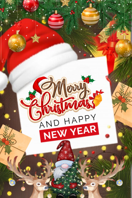Copy of White Maksimalis Merry Christmas And Happy New Year Poster ...