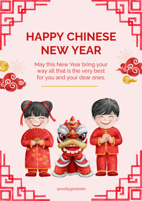 Copy of White Maksimalis Modern Cream Happy Chinese New Year Poster A3 ...