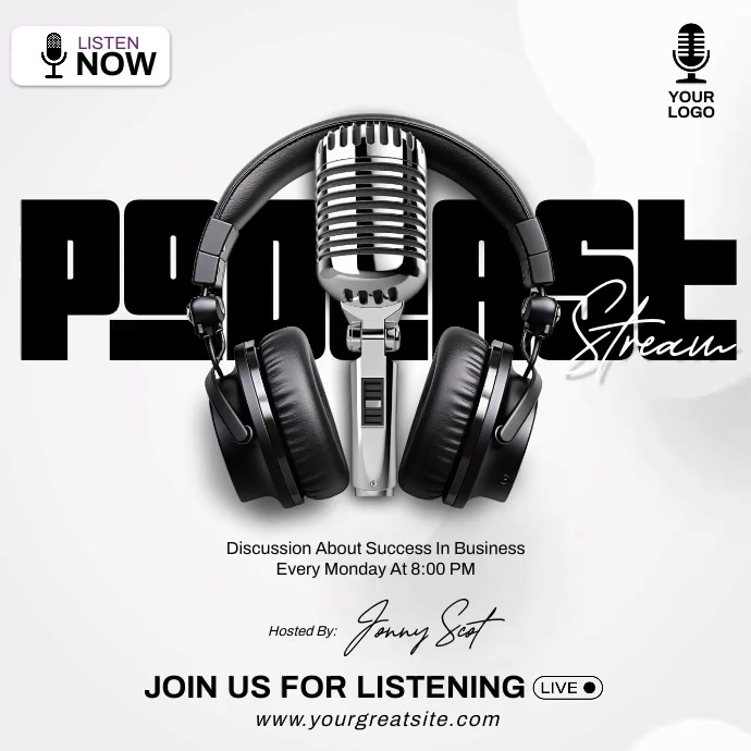 White Maksimalis Podcast Talkshow Persegi (1: Kwadrat (1:1) template