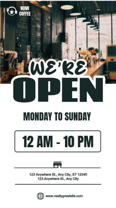 White Maksimalis We Are Open Instagram Story template