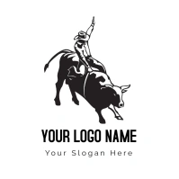White  Man Riding Bull Illustration Logo template