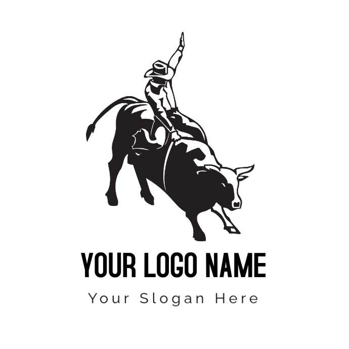 Man Riding Bull Png White Man Riding Bull Illustration Logo Template | PosterMyWall