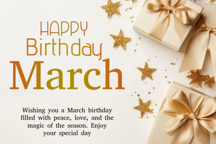 White March Birthday Celebration Label Template | PosterMyWall