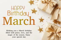 White March Birthday Celebration Label template