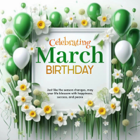 White March Birthday Celebration Logo template