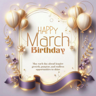 White March Birthday Celebration Logo template