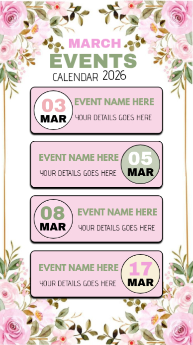 Copy of White March Events Calendar Instagram Story | PosterMyWall