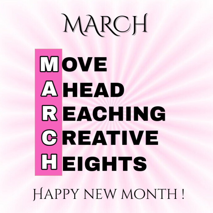 March Post White March Happy New Month Instagram Post Template | PosterMyWall