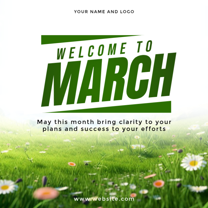 White March Welcome Message Instagram Post Template | PosterMyWall