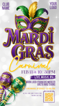 White Mardi Gras Carnival Instagram Story template