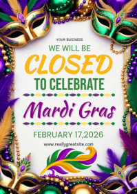 White Mardi Gras Celebration Closure A6 template