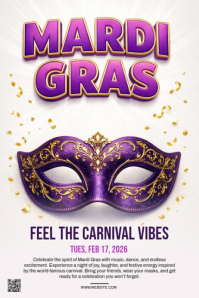 Bianco Mardi Gras Celebration Pinterest-grafik Template