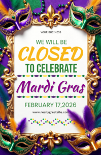 White Mardi Gras Celebration Tabloid template