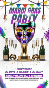 White Mardi Gras Party Instagram Story Video template
